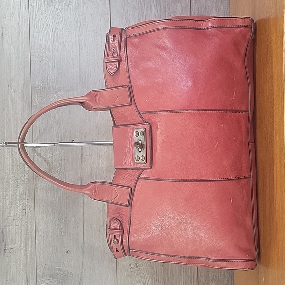 Fossil Handbags - Fossil Reissue Light Red Leather Weekender Shoulder Bag Satchel Tote Hobo Purse